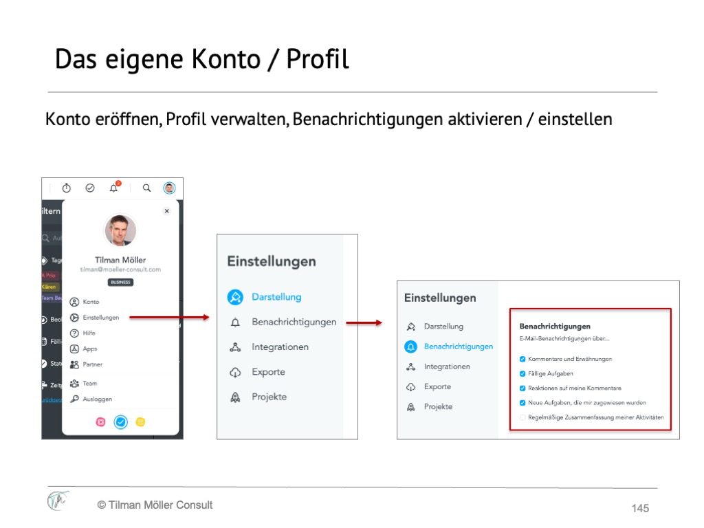 meistertask-nutzen-konto-profil Das eigene Profil mit Einstellungen